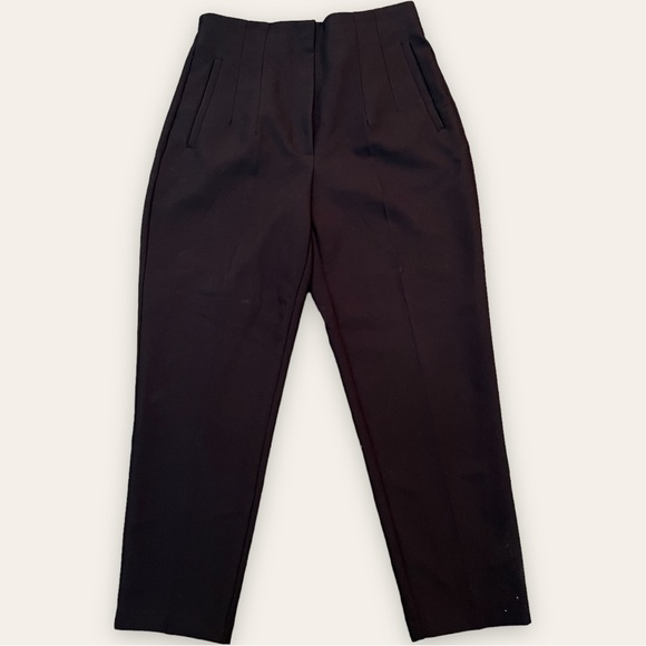 ZARA - High Waisted Darted Black Trouser Pant with Side Pockets - Picture 2 of 14